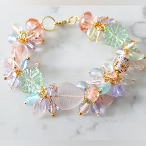 Multicolor Pastel Beaded Glass Bracelet